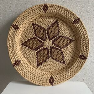 Vintage Large Woven Rattan Boho Wall Hanging Plate Chic Art